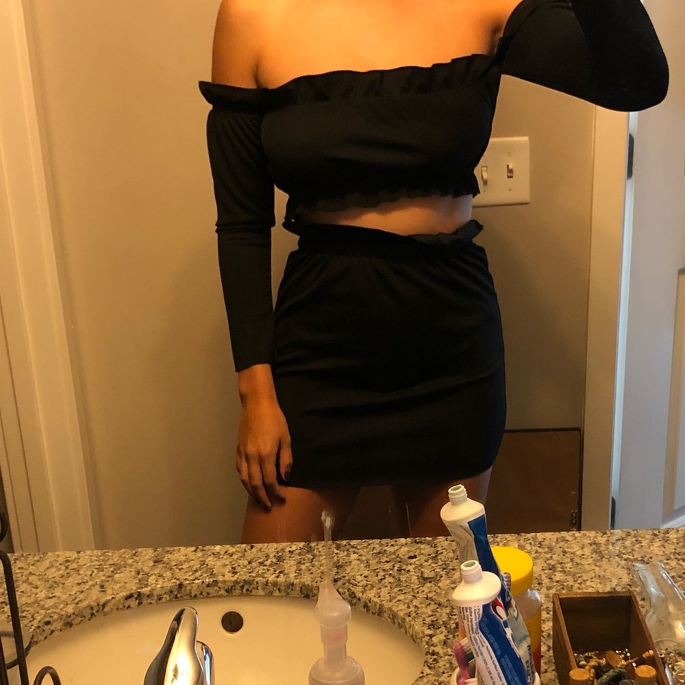 Two-piece off the shoulder skirt and top set
